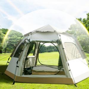 zp24002 Outdoor camping tent with two doors and four windows Windproof hexagonal automatic hydraulic tent with two doors and four windows Oxford cloth camping outdoor tent