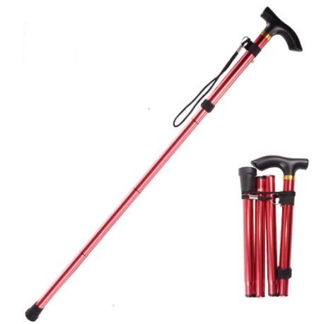 dsz24001 Aluminum alloy folding trekking pole telescopic four-section hiking outdoor crutches portable elderly foldable retractable walking sticks