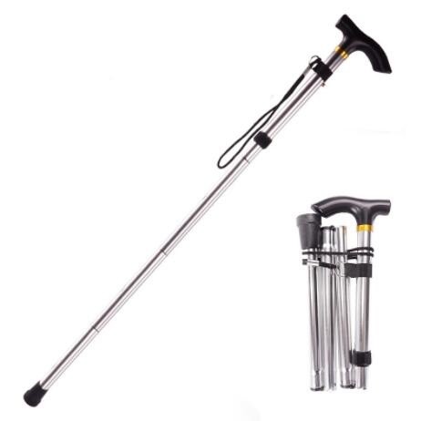 dsz24001 Aluminum alloy folding trekking pole telescopic four-section hiking outdoor crutches portable elderly foldable retractable walking sticks