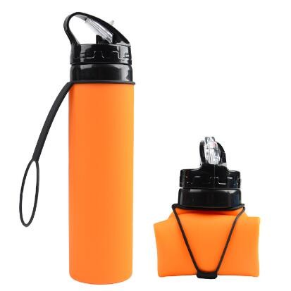 sh24002 Outdoor cycling 600ml water cup Portable foldable silicone water bag outdoor sports water bottle