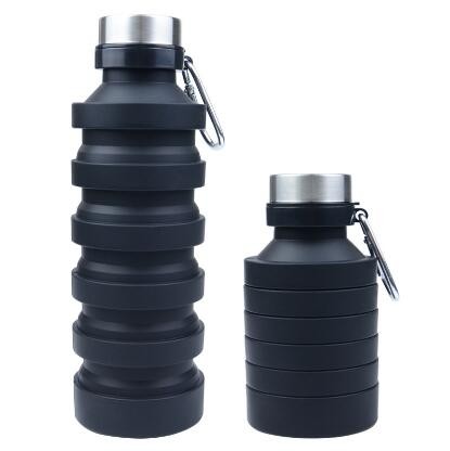 sh24003 800ml large capacity silicone foldable telescopic water bottle outdoor sports fitness portable water cup